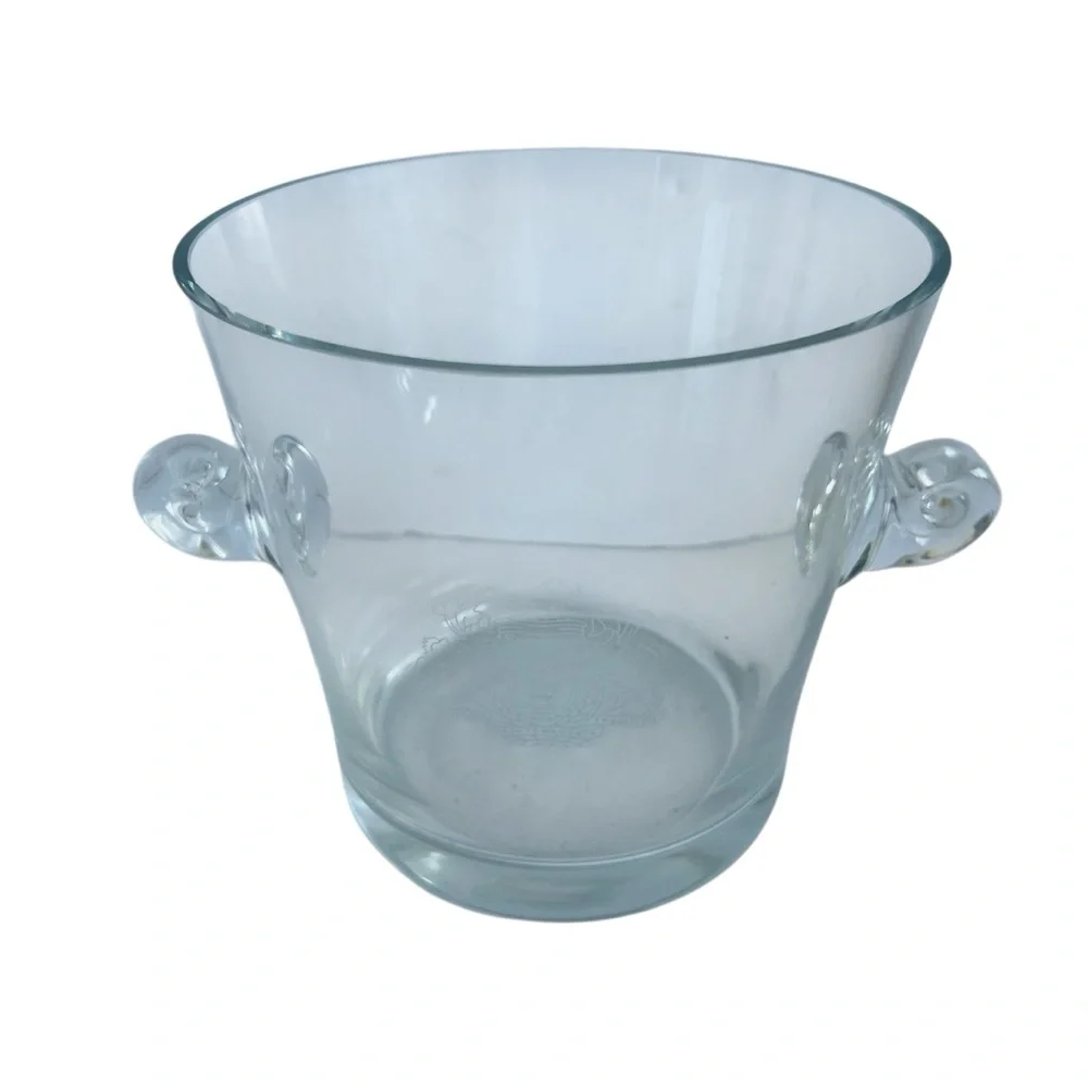 Vintage Seagrams Blown Glass Scroll Handled Champagne Chiller Ice Bucket